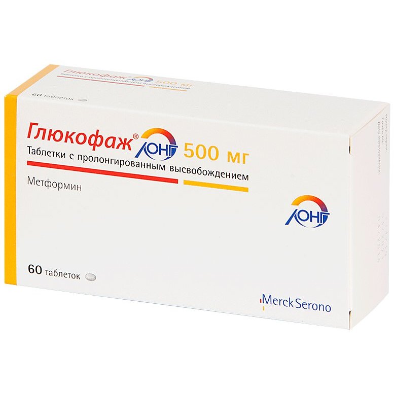 Глюкофаж Лонг таблетки 500 мг 60 шт.