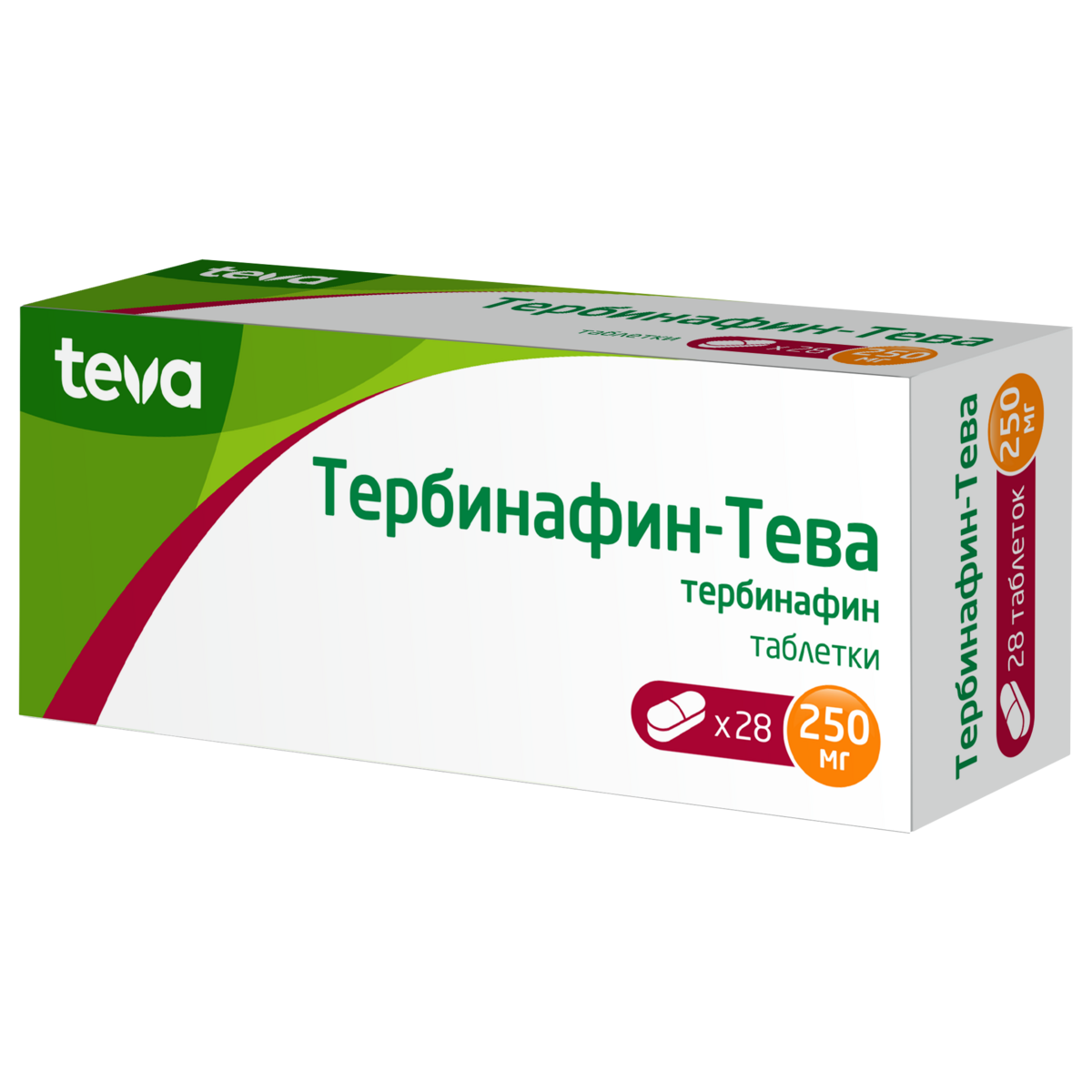 Тербинафин-Тева таблетки 250 мг 28 шт., цены от 847 ₽,  в аптеках .